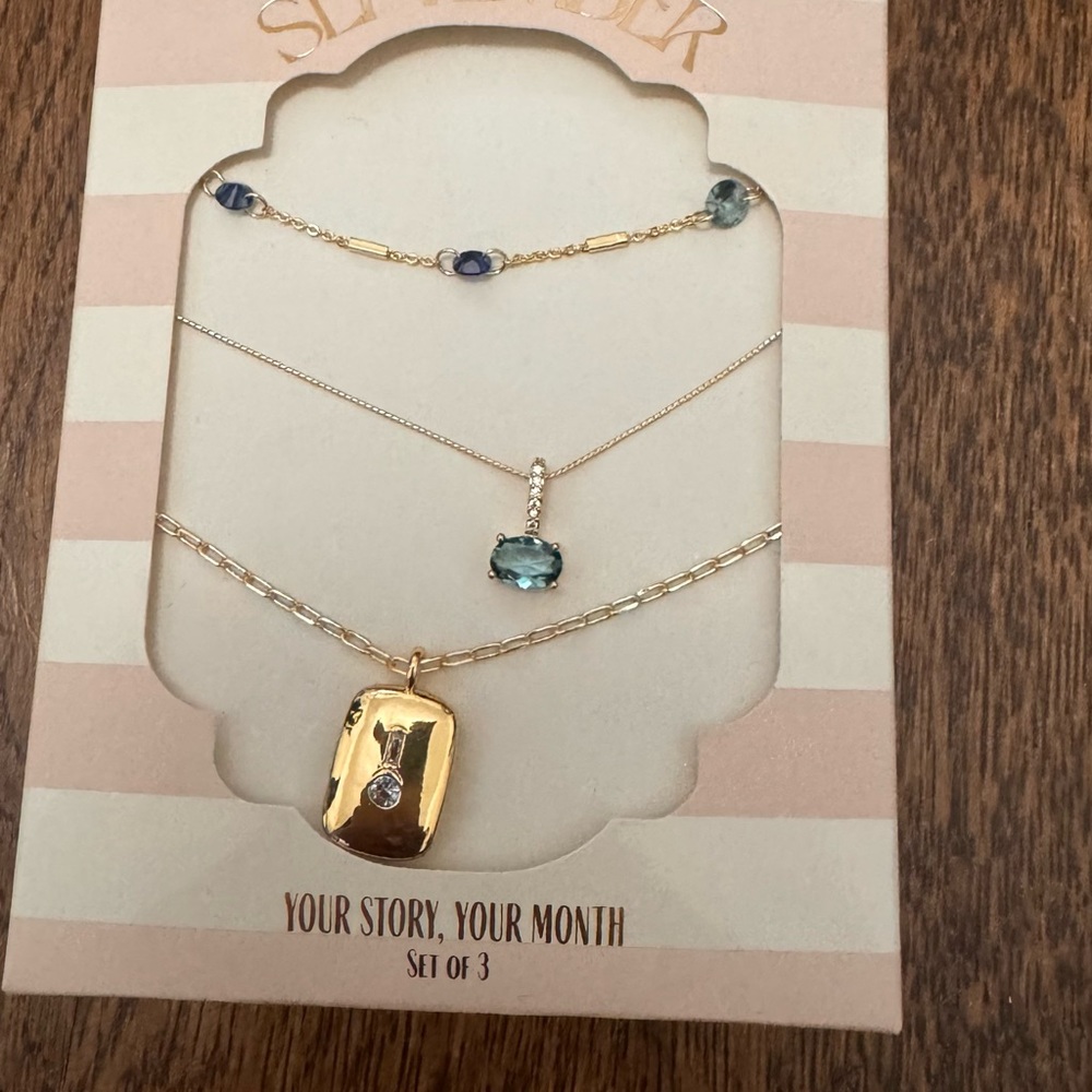 New Anthropologie birthstone necklaces set of 3 September